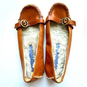 Marc by Marc Jacobs Tan Leather Shearling-Lined Loafers